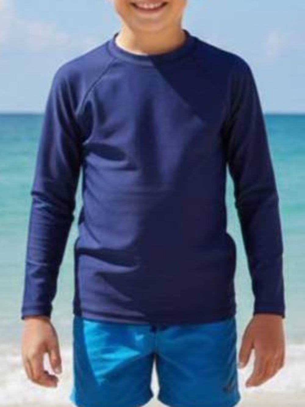 Kids Long-Sleeve Swim Shirt - Navy Top (160 cm)